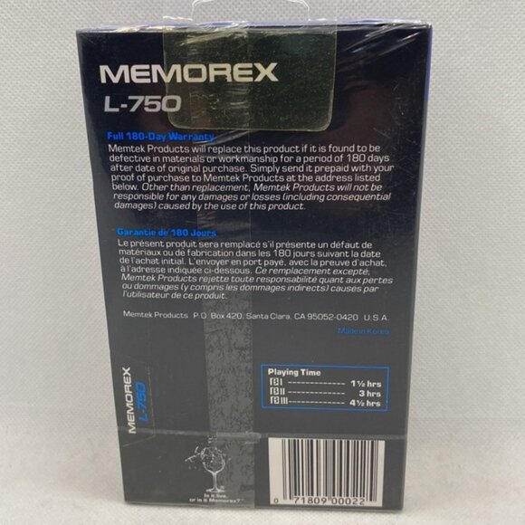 Beta Memorex L-750 Blank Recordable Tape 4.5 Hours Sealed - Picture 5 of 10